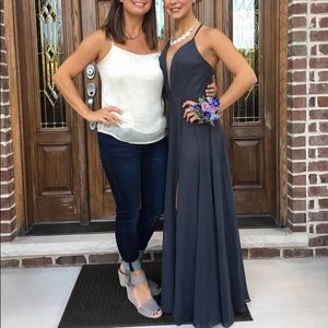 Faviana charcoal grey size 2 prom dress